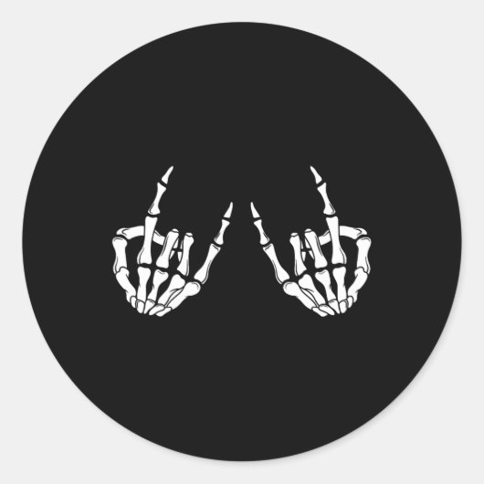 Sticker Rond Rock Star Rock Skeleton Hands Rocker Éffrayant Hal (Devant)