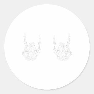 Sticker Rond Rock Star Rock Skeleton Hands Rockfun Hallow