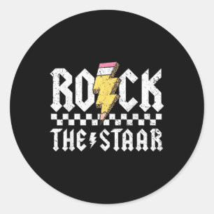 Sticker Rond Rock The Star Motivational Testing Day Pour Enseig