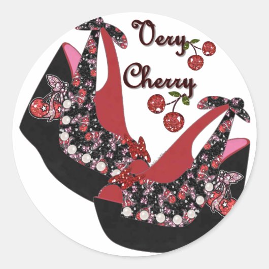 Sticker Rond Rockabilly Very Cherry Shoes (Devant)