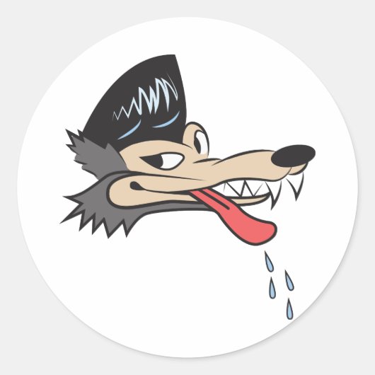 Sticker Rond Rockabilly Wolf (Devant)