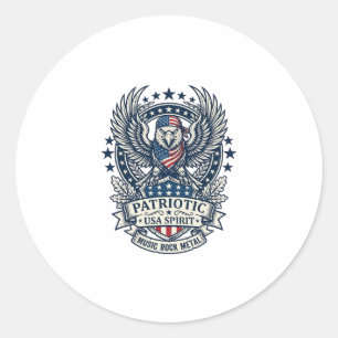Sticker Rond Rocker du bandana patriotique Méta musique Old Glo