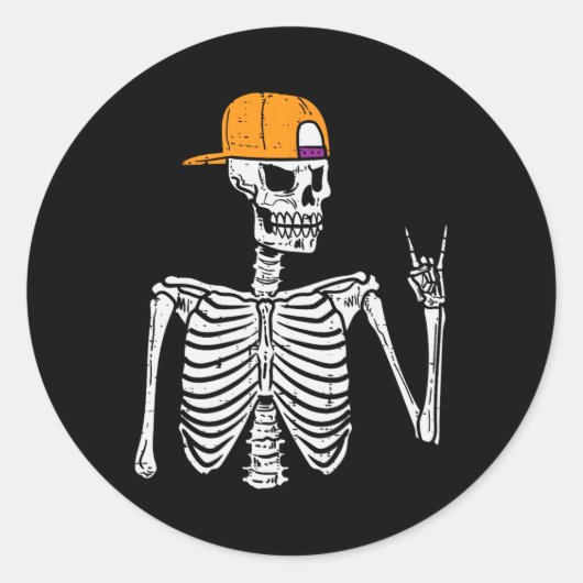 Sticker Rond Rocker Skeleton Rock Halloween Costume M (Devant)