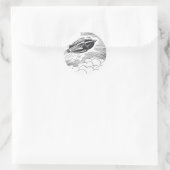 Sticker Rond Rocket de vaisseau spatial de science-fiction vint (Sac)