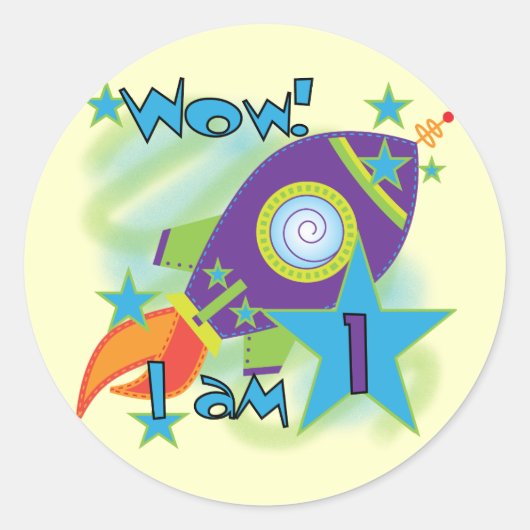 Sticker Rond Rocket Ship 1er Anniversaire Tshirts et cadeaux (Devant)