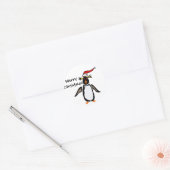 Sticker Rond Rockhopper Penguin Art de Noël (Enveloppe)