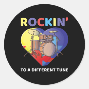 Sticker Rond Rockin' À Un Drumm De Sensibilisation sur l'autism