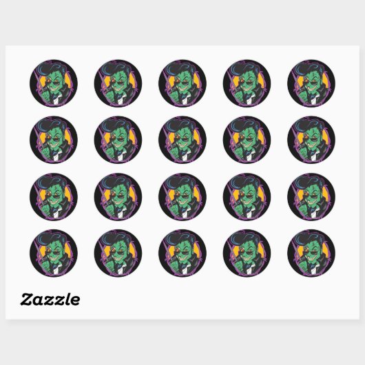 Sticker Rond RockitJohnny_Zombie (Feuille)