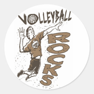 Sticker Rond Rocks de volley-ball Brown