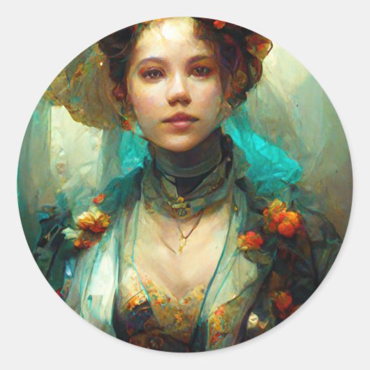 Sticker Rond Rococo Future Imaginaire Sci-Fi (Devant)