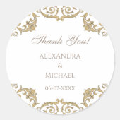 Sticker Rond Rococo Ornate Victorian Mariage Merci (Devant)