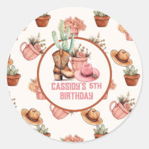 Sticker Rond Rodeo Anniversaire thème fête Wildwest Western
