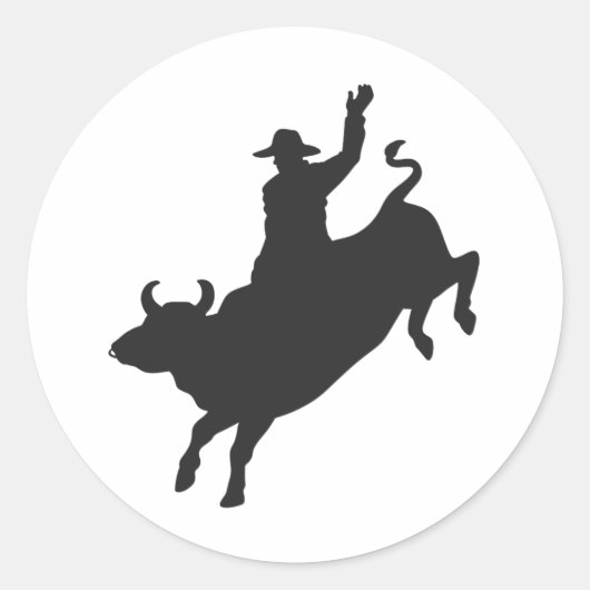 Sticker Rond Rodeo Bull Ride silhouette (Devant)