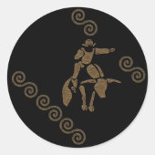 Sticker Rond Rodeo Bull Rider sur une Longhorn (Devant)