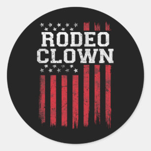 Sticker Rond Rodeo Clown Fier Drapeau Américain Usa Patriot Pat