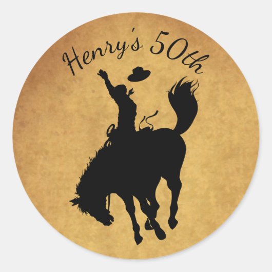 Sticker Rond Rodeo Cowboy 50e anniversaire (Devant)