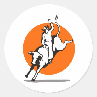 Sticker Rond Rodeo cowboy à cheval
