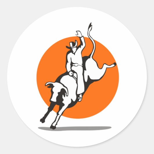Sticker Rond Rodeo cowboy à cheval (Devant)