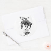 Sticker Rond Rodeo Cowgirl (par C.M. Russell) (Enveloppe)