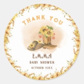 Sticker Rond Rodéo du Sud Neutre Cowboy Baby shower rustique (Devant)