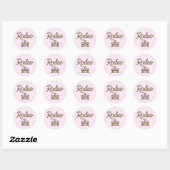 Sticker Rond Rodeo Princess Pays Ouest Tiara Crown Pink (Feuille)