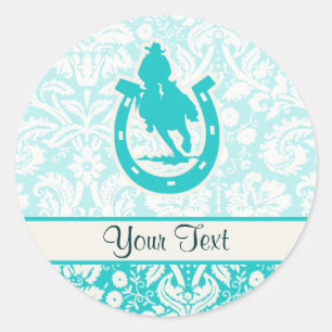 Sticker Rond Rodéo turquoise