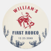 Sticker Rond Rodeo Western Cowboy 1ère fête d'anniversaire (Devant)