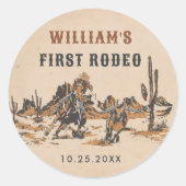 Sticker Rond Rodeo Western Cowboy 1ère fête d'anniversaire (Devant)