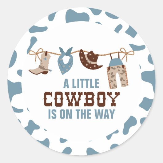 Sticker Rond Rodeo Western Cowboy Baby shower (Devant)