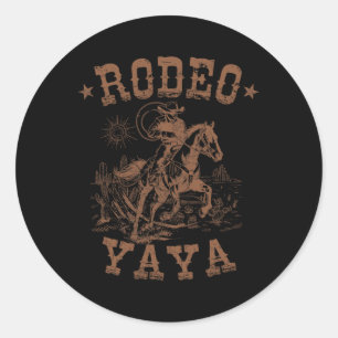 Sticker Rond Rodeo Yaya Western Cowboy Famille correspondant de