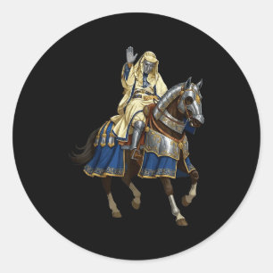 Sticker Rond Roi Baldwin Iv Masque d'Argent Masque Doré Médiéva