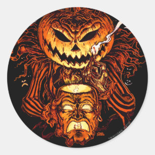 Sticker Rond Roi de citrouille de Halloween