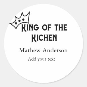 Sticker Rond Roi de la cuisine ajouter nom chef boulangerie cui