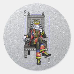 Sticker Rond Roi de Poker Royal Casino High Roller Paillettes d