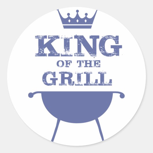 Sticker Rond Roi Du Grill, Bleu (Devant)