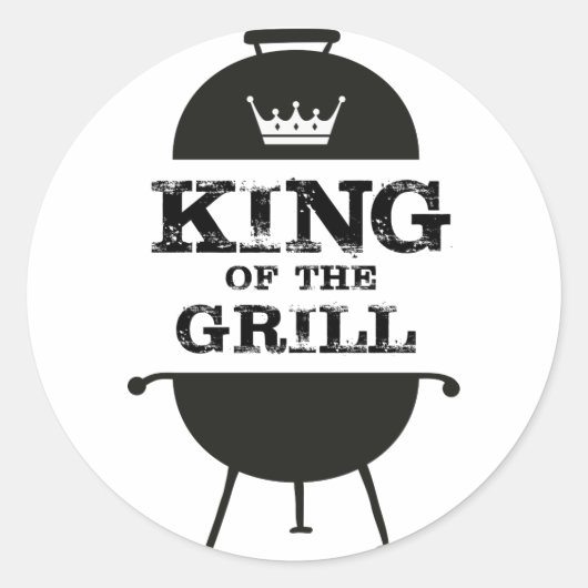 Sticker Rond Roi Du Grill, Couronne Blanche Noire (Devant)