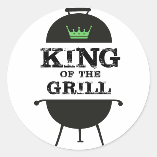 Sticker Rond Roi Du Grill, Couronne Verte Noire (Devant)