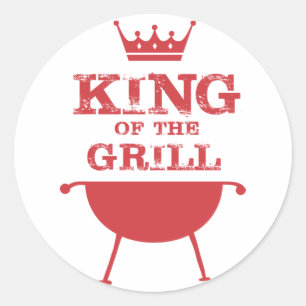 Sticker Rond Roi Du Grill, Rouge