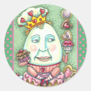 STICKER ROND ROI HUMAIN DES COEURS ET DES CONFECTIONS, VALENTIN
