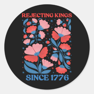 Sticker Rond Rois Refusant Rétro Depuis 1776 Femmes Floral Boho