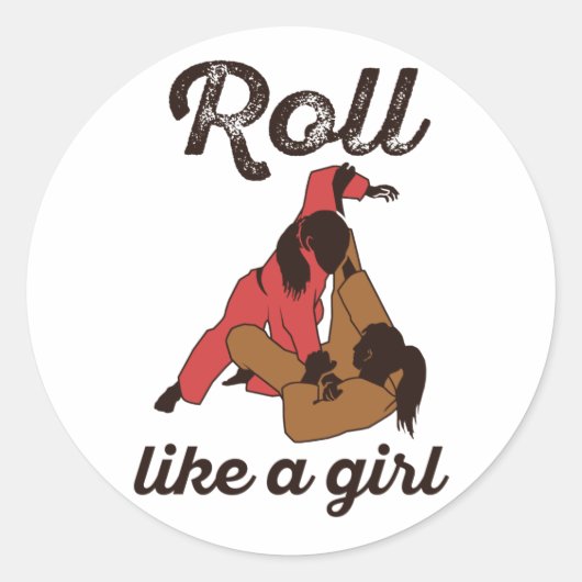 Sticker Rond Roll Like a Girl Jiu Jitus (Devant)