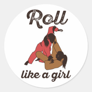 Sticker Rond Roll Like a Girl Jiu Jitus