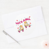 Sticker Rond Roll Roller Skate Retro Amateurs de patinage (Enveloppe)