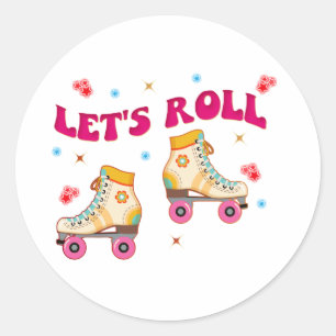 Sticker Rond Roll Roller Skate Retro Amateurs de patinage