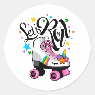 Sticker Rond Roll Unicorn Roller skate