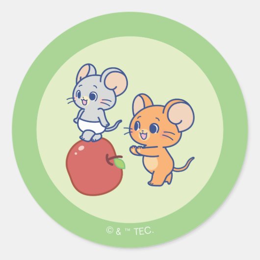Sticker Rond Rollage Anime Tuffy et Jerry Apple (Devant)