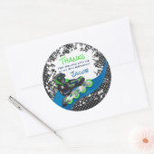 Sticker Rond Roller Blade Grunge Green Anniversaire (Enveloppe)