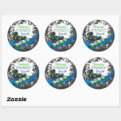 Sticker Rond Roller Blade Grunge Green Anniversaire (Feuille)