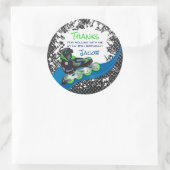 Sticker Rond Roller Blade Grunge Green Anniversaire (Sac)