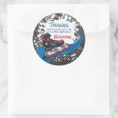 Sticker Rond Roller Blade Grunge Red Anniversaire (Sac)